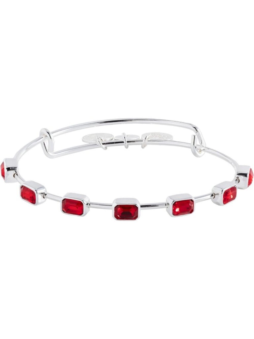 July Birthstone Bangle Shiny Silver Birthstone Emerald Cut Bangle Bracelet